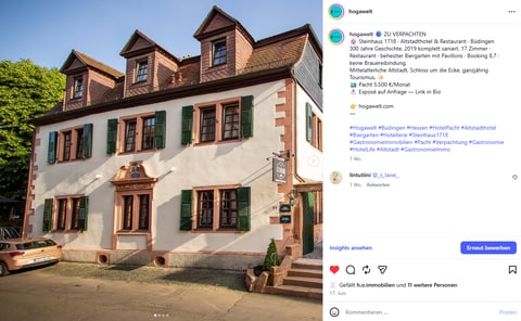 Hogawelt Inserat auf Instagram